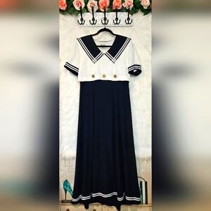 Robbie Bee Vintage Nautical Sailor Cosplay Maxi Dress